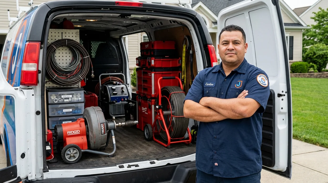 Professional drain cleaning equipment and Johns Plumbing LLC plumber in West Des Moines