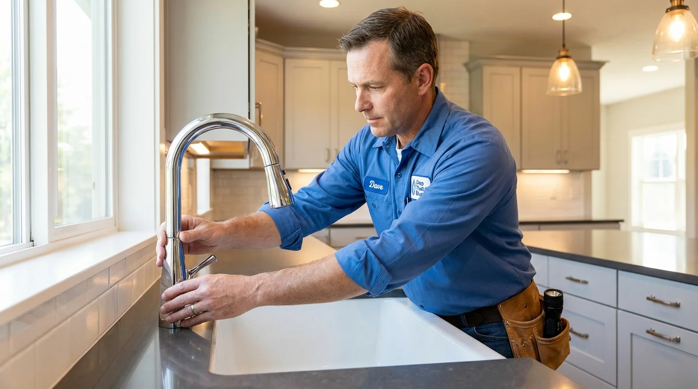 Kitchen faucet installation by Johns Plumbing LLC in West Des Moines