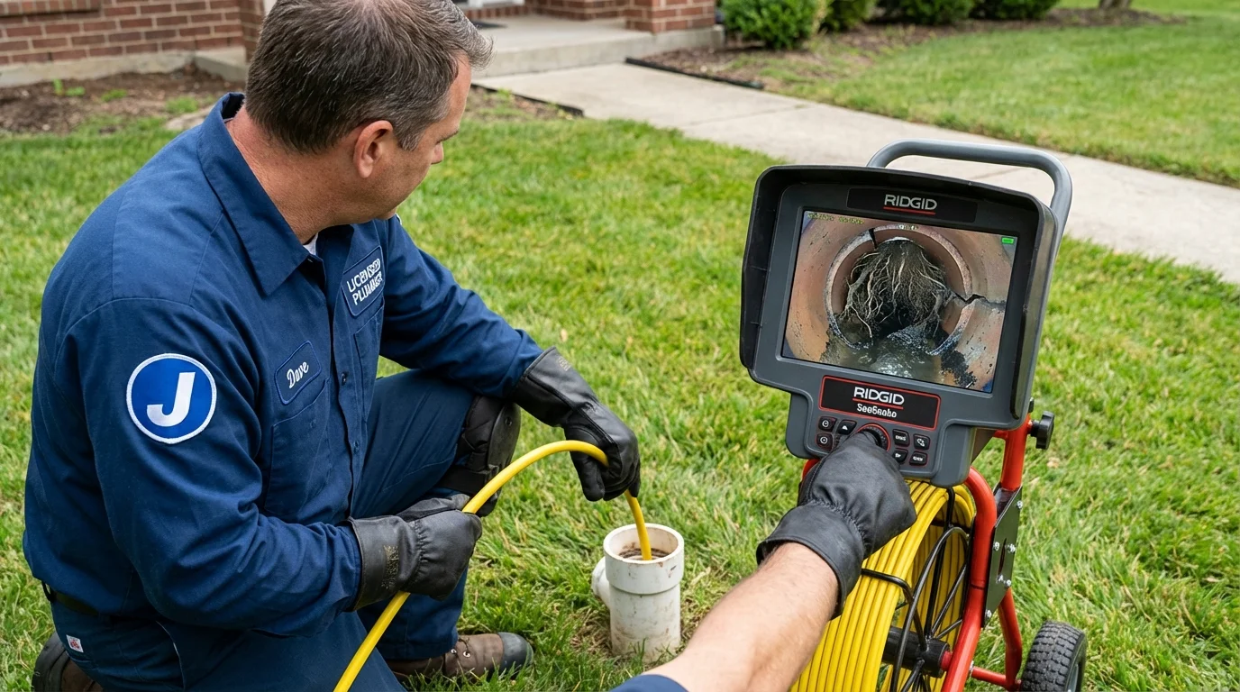 Sewer camera inspection being performed by Johns Plumbing LLC in West Des Moines